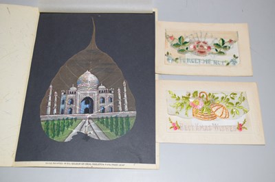 Lot 74 - A painted skeleton leaf depicting the Taj...