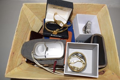 Lot 107 - A box of various assorted wristwatches, cased...