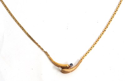Lot 133 - A 9ct sapphire and diamond necklace, with a...