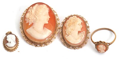 Lot 207 - A group of cameo jewellery: to include an oval...