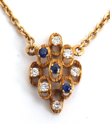 Lot 84 - An 18ct sapphire and diamond necklace, with...
