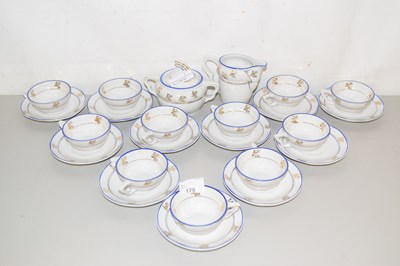 Lot 179 - A Fager blue and gilt decorated tea set