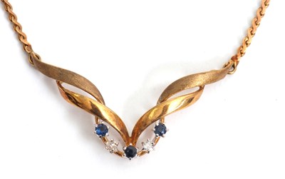 Lot 80 - A 9ct sapphire and diamond necklace, the fixed...