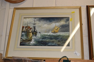 Lot 544 - Framed watercolour of a marine scene together...