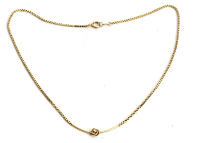 Lot 108 - A 9ct diamond necklace, with central knot set...