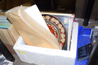 Lot 633 - Box of various LP records, unframed prints etc