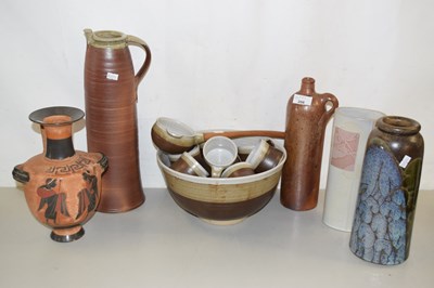 Lot 206 - Mixed Lot: A pottery punch set, various vases etc