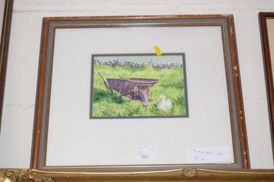 Lot 221 - A study of a duck and a wheelbarrow, watercolour