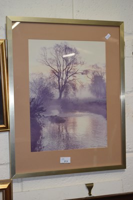Lot 235 - Coloured print of a misty river scene