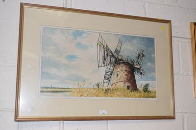 Lot 240 - Windmills and Reeds, watercolour, gilt framed
