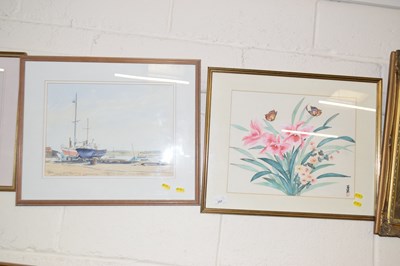 Lot 267 - Pamela White, study of moored boats together...