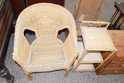 Lot 322 - A wicker armchair and a bamboo shelf (2)