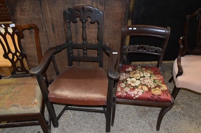 Lot 349 - An oak framed dining chair and another with a...