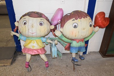 Lot 352 - A pair of large fabric covered metal framed...