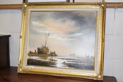 Lot 362 - Y Hammond study of moored boats, oil on canvas,...
