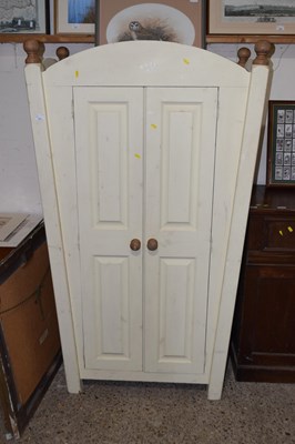 Lot 371 - Cream painted arch top pine wardrobe