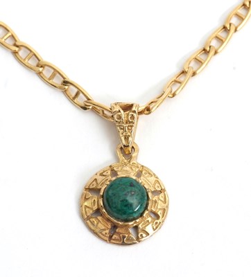 Lot 78 - An 18ct necklace, the round pendant set with a...