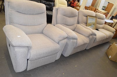 Lot 740 - A reclining beige two seater sofa and two...