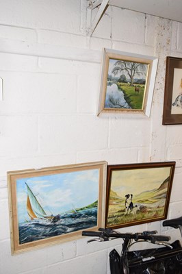 Lot 762 - Yachts at sea and study of a Border Collie and...
