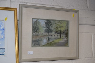 Lot 772 - View of bridge over river, Aubrey Philips,...