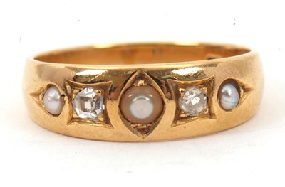 Lot 60 - A seed pearl and diamond ring, set with three...