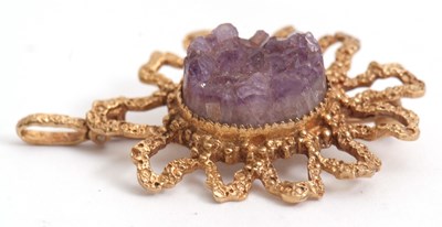 Lot 126 - A 9ct modernist amethyst brooch/pendant, the...