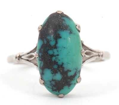 Lot 36 - An 18ct turquoise ring, with an oval turquoise...