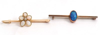 Lot 100 - Two opal bar brooches: to include an oval opal...