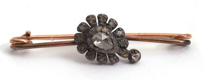 Lot 118 - A diamond bar brooch, the pear shape rose cut...