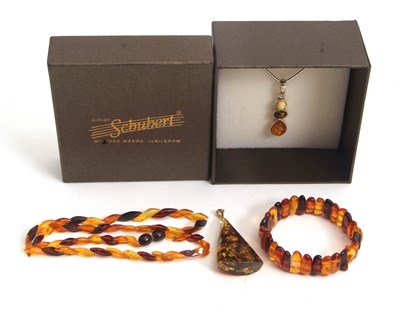 Lot 226 - A quantity of amber jewellery: to include a...