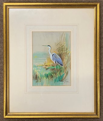 Lot 28 - Roland Green (1896-1972), Heron in the reeds,...