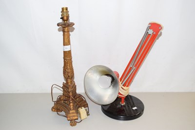 Lot 13 - A gilt table lamp together with a vintage desk...