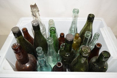 Lot 46 - A box of various vintage glass bottles