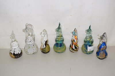Lot 55 - A group of seven Mdina glass seahorses