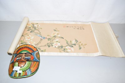 Lot 57 - Modern pottery mask together with an Oriental...
