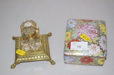 Lot 75 - A brass based ink well together with a...