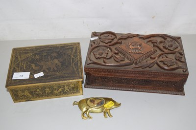 Lot 78 - A late 19th Century hardwood box with carved...