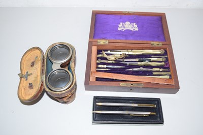 Lot 86 - A cased technical drawing set, cased pens and...