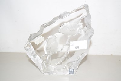 Lot 95 - Mats Jonasson clear glass plaque decorated...