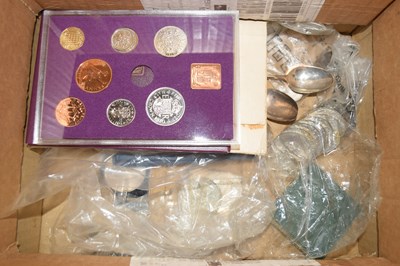Lot 115 - Box qty of coins to include Georgian penny and...