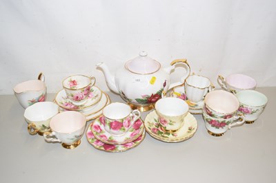 Lot 182 - A collection of various floral decorated tea...