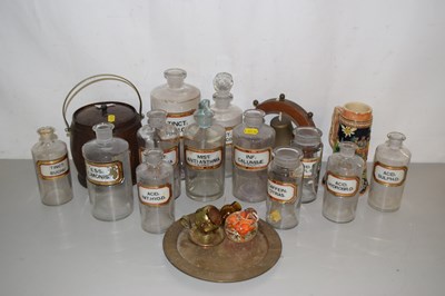 Lot 220 - Group of various chemists rounds, an oak...