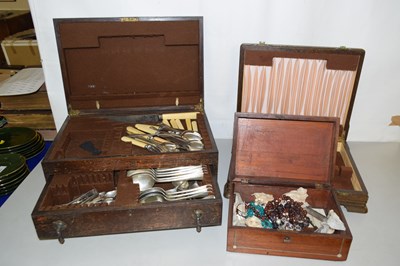 Lot 225 - Mixed Lot: Two oak cutlery canteens, a...