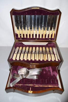 Lot 239 - A mahogany cutlery canteen and contents
