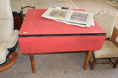 Lot 347 - A red melomine topped drop leaf table