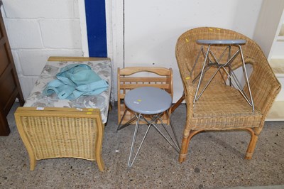 Lot 371 - Mixed Lot: Wicker chair, a wicker stool, two...