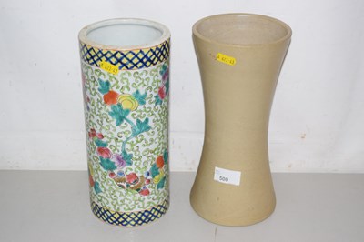 Lot 500 - 20th Century Chinese cylinder vase decorated...