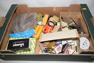 Lot 591 - One box of mixed items, matchboxes, cutlery etc