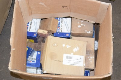 Lot 782 - A box containing a quantity of wood screws etc