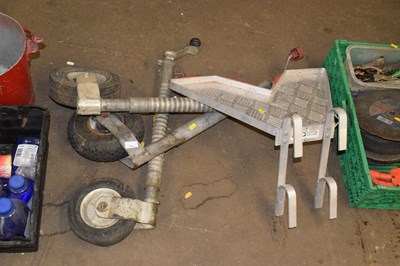 Lot 799 - Three large jockey wheels and a metal trailer...